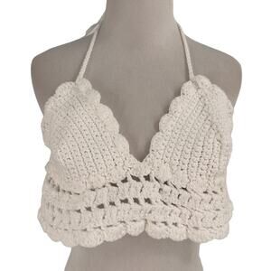 Crochet Women's White Bikini Top